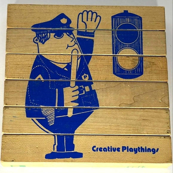 Vintage Creative Playthings 4 Way Blocks Mailman Fireman Policeman Doctor RARE - Picture 5 of 7